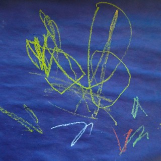 This paper used to be red. She covered it with blue paint.