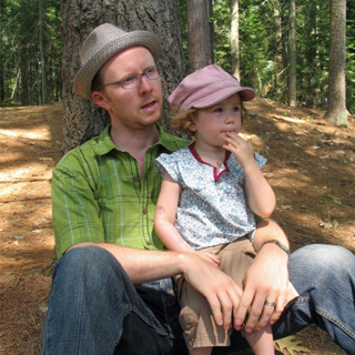 Willa and Arielle's husband Rob at Day's grave