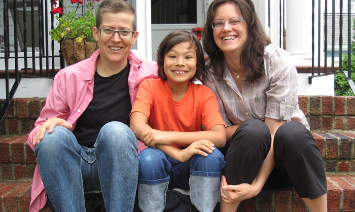 A.K. with her son Franklin and co-parent Alison