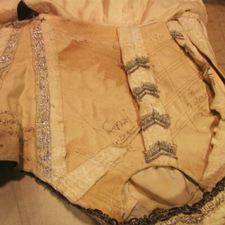 Alexandra's notes on the inside of a ballet costume