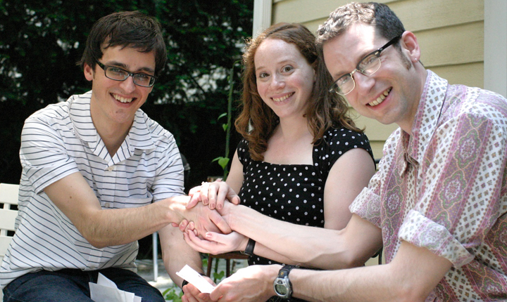 Sean (right) with me and my husband after we signed our marriage license