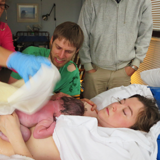 Sadie's family one minute postpartum