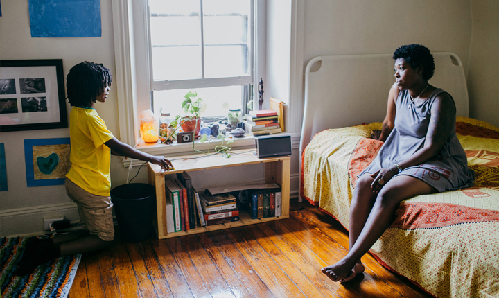 School psychologist Elmeka Henderson with her son Chris