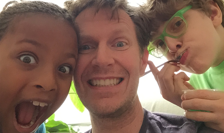 Peter with his kids, Tadelech and Owen